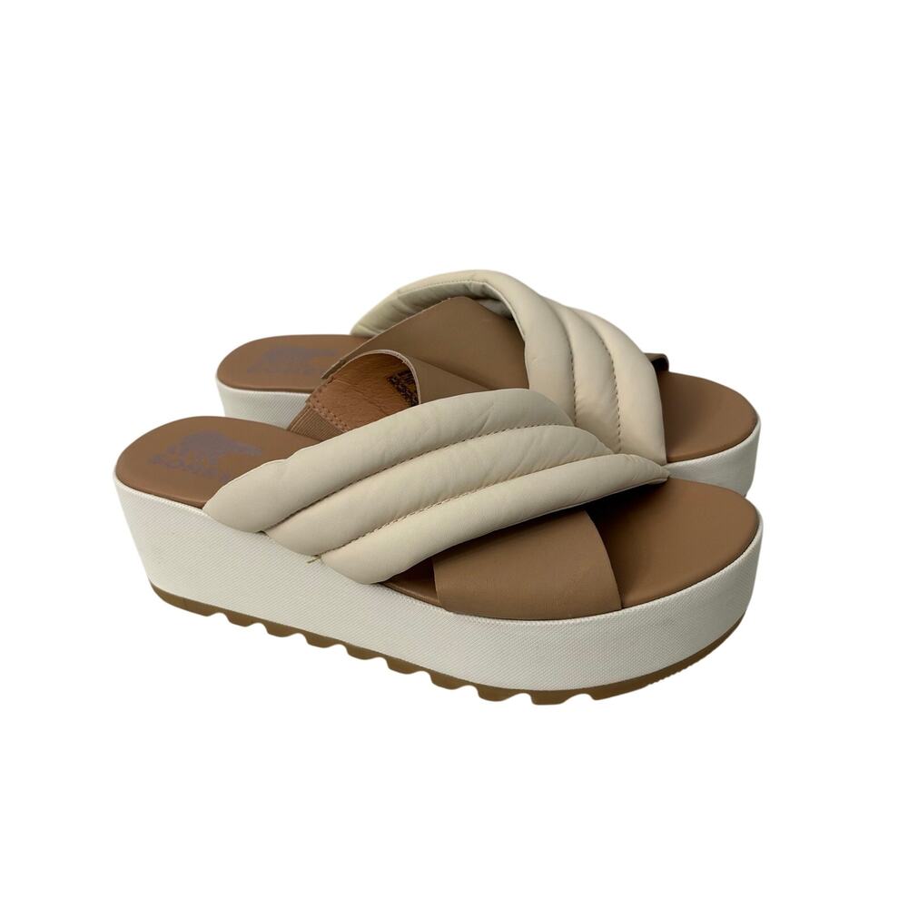 Sorel Cameron Flatform Leather Puff Mule Sandal